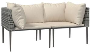 VidaXL 2 db szürke polyrattan kerti sarokkanapé párnával