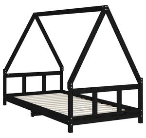 VidaXL fekete tömör fenyőfa gyerekágykeret 90 x 190 cm