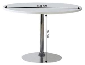 Étkezőasztal, fehér, extra magasfényű HG, átmérő 100 cm, PAULIN