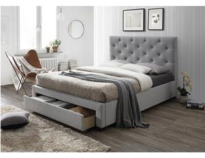 Modern ágy ágyneműtartóval, szürke anyag, SANTOLA 160x200