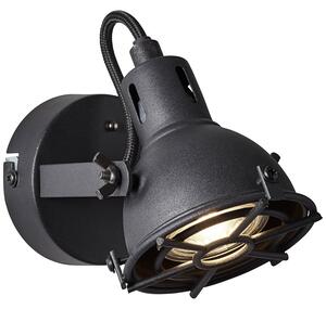 JESPER - 1 izzós industrial stílusú spot fali lámpa, matt fekete - Brilliant-G54310/86