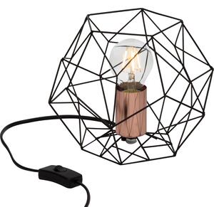 SYNERGY - Asztali lámpa; fekete és réz; E27 - Brilliant-93593/76
