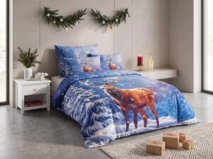 3D Pamut ágyneműhuzat FROSTED DEER kék + párnahuzat 40x50 cm ingyenes Ágyneműhuzat mérete: 70 x 90 cm | 140 x 200 cm