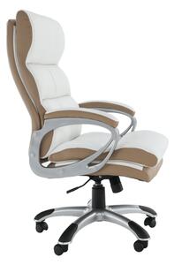 KONDELA Irodai szék, fehér/barna textilbőr, KOLO CH137020