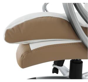 KONDELA Irodai szék, fehér/barna textilbőr, KOLO CH137020