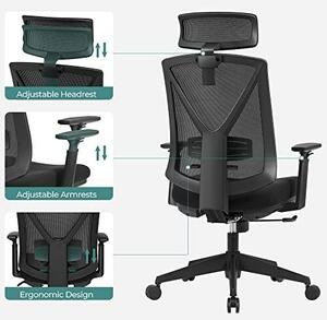 Ergonomikus irodai szék lábtartóval, maximális terhelés 150 kg, fekete