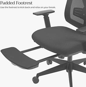 Ergonomikus irodai szék lábtartóval, maximális terhelés 150 kg, fekete