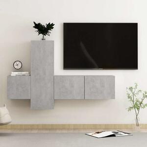 VidaXL Falra Szerelhető TV-Szekrény Szett - 3 részes - Beton Szürke