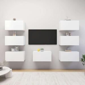 VidaXL Falra Szerelhető TV Szekrény Szett - 7 db - Fehér - 30x30x60cm