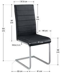 Vegas szék, 2 darabos szett műbőrből fekete színben
