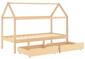 VidaXL fiókos tömör fenyőfa gyerekágykeret 90 x 200 cm