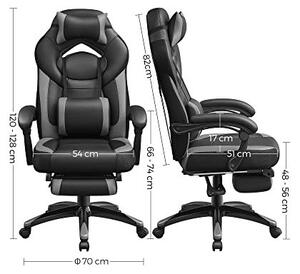 Állítható gamer szék, ergonomikus kialakítású, fekete-szürke