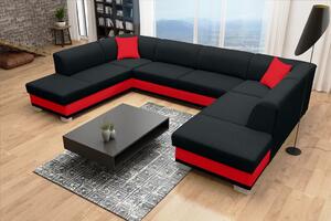 U alakú kanapé Darcia (fekete + piros) (B). 601368