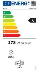 Bosch GSN58AWCV Fagyasztószekrény, 365L, M:191, NoFrost, C energiaosztály