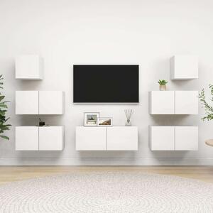 VidaXL Fehér Falra Szerelhető TV Szekrény Szett - 7 részes