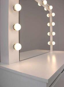 Glamour Fehér Sminkasztal - 12 LED Világítás - 4 Fiók