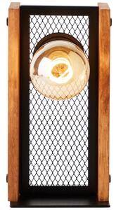 Calandra ipari stílusú asztali lámpa, fekete / fa színű 1xE27 - Brilliant-93121/76