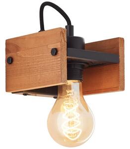 Calandra ipari stílusú fali lámpa, fekete / fa színű 1xE27 - Brilliant-99448/76