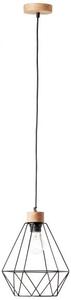 Drewno függeszték lámpa, 1xE27; átm:25cm fekete / fa színű - Brilliant-99530/76