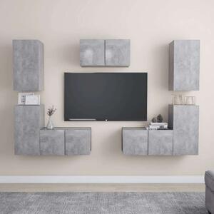 VidaXL 7 részes betonszürke forgácslap TV-szekrényszett