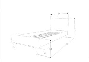 Kárpitozott ágy ACOMA 90 x 200 cm szürke/tölgy