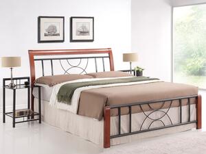 CORTINA ágy 160 x 200 cm antik cseresznye/fekete