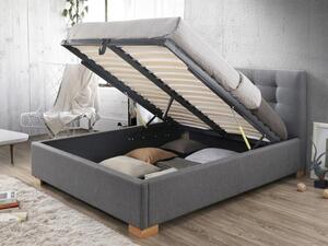 Kárpitozott ágy COPENHAGEN 160 x 200 cm szürke/tölgy