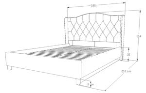 Kárpitozott ágy ASPEN 180 x 200 cm szürke/tölgy