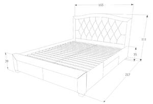 Kárpitozott ágy ELECTRA VELVET 160 x 200 cm szürke/tölgy