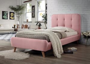 Kárpitozott ágy TIFFANY 90 x 200 cm rózsaszín/tölgy
