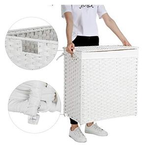 Fonott rattan szennyestartó fehér 110 liter