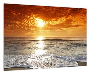 Kép - homokos part, napnyugtakor