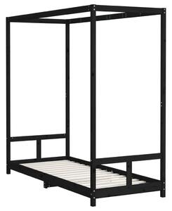 VidaXL fekete tömör fenyőfa gyerekágykeret 80 x 200 cm