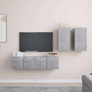 VidaXL 4 részes betonszürke forgácslap TV-szekrényszett