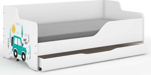 LILU gyerekágy laminált fronttal 160x80cm matraccal és ágyneműtartóval - autós
