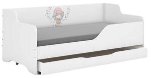 LILU gyerekágy laminált oldallal 160x80cm matraccal és ágyneműtartóval - kalapos lány lufival