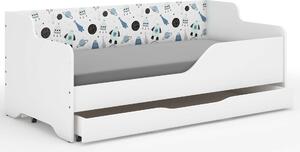 LILU gyerekágy laminált oldallal 160x80cm matraccal és ágyneműtartóval - űrhajós
