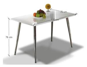 KONDELA Étkezőasztal, MDF + króm, extra fényes HG, 120x70 cm, PEDRO