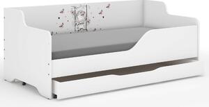 LILU gyermekágy laminált oldalakkal 160x80cm matraccal és ágyneműtároló rekesszel - ringatózó kislány
