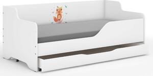 LILU gyerekágy laminált oldallal 160x80cm matraccal és ágyneműtartóval - bohó róka