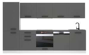 Konyhabútor Premium Full Version 300 cm szürke antracit grafit munkalap nélkül TOR ROSE/0/WT/SR/0/B1