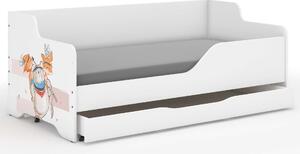 LILU gyerekágy laminált fronttal 160x80cm matraccal és ágyneműtárolóval - pipacs mintás