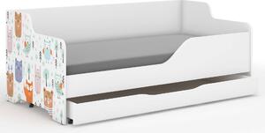 LILU gyerekágy laminált fronttal 160x80cm matraccal és ágyneműtartóval - erdős