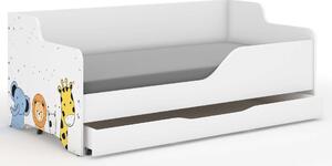 LILU gyerekágy laminált fronttal 160x80cm matraccal és ágyneműtartóval - mini zoo