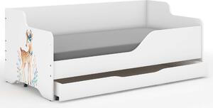 LILU gyerekágy laminált fronttal 160x80cm matraccal és ágyneműtartóval - őzike
