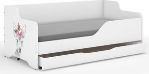 LILU gyerekágy laminált előlappal 160x80cm matraccal és ágyneműtartóval - őzike pillangóval