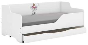 LILU gyerekágy laminált oldalakkal, 160x80cm, matraccal és ágyneműtároló rekesszel - szarvas pillangóval