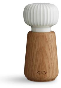Hammershoi tölgyfa fűszerörlő, fehér porcelán részletekkel, magasság 13 cm - Kähler Design