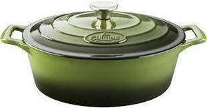 La Cuisine Green 4,75 literes zománcozott öntöttvas ovális sütőtál fedővel 29 x 23 x 11 cm