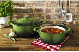 La Cuisine Green 4,75 literes zománcozott öntöttvas lábas fedővel 26*12 cm